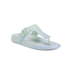 FITFLOP Green/blue Iqushion Iridescent Adjustable Buckle Flip Flops